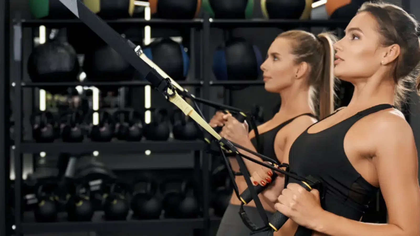 twee dames trainen voor resultaat in de sportschool